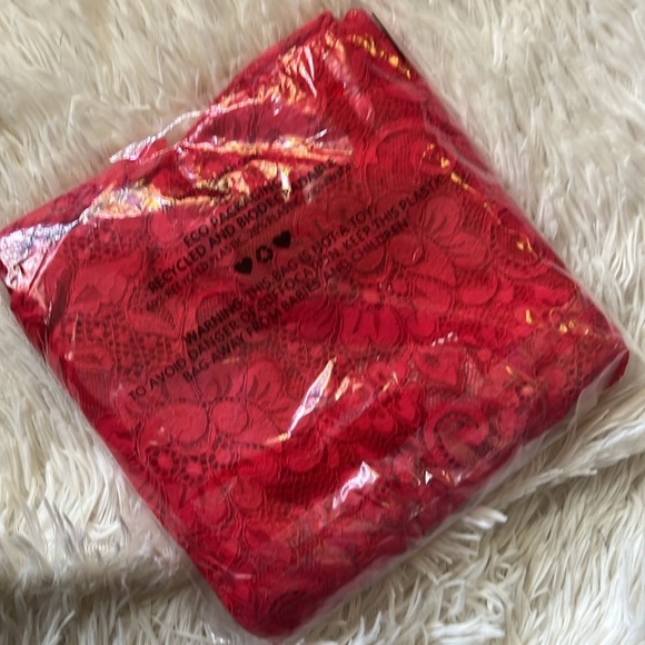 Revolve x We Are HAH Lace Bodysuit Red Plunge Lingerie Size M NWT - Picture 5 of 8